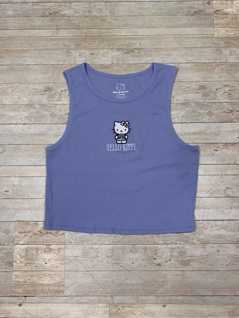 Hello Kitty Sanrio Embroidered Y2K Women’s Size XL Tank Top Ribbed Cotton Blend